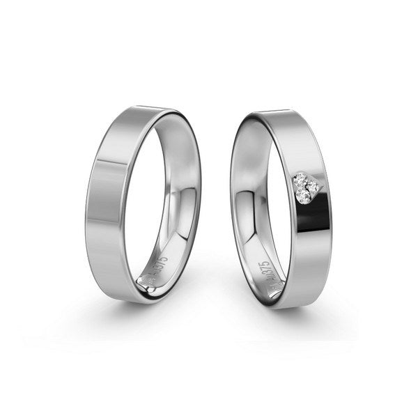 Romantisk Siersbøl vielsesringe i 14 karat hvidguld med 0,021 ct diamanter i hjerteformet mønster fra Siersbøl Wedding.